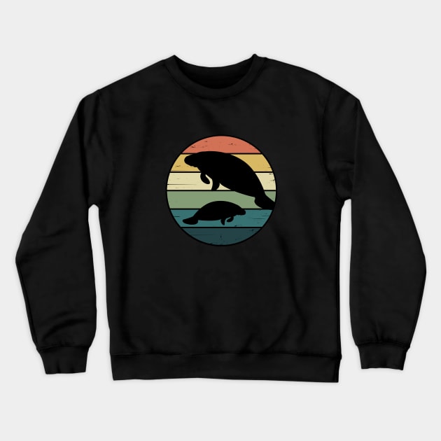 Retro Rainbow Manatees for Florida Manatee Lovers Crewneck Sweatshirt by cottoncanvas